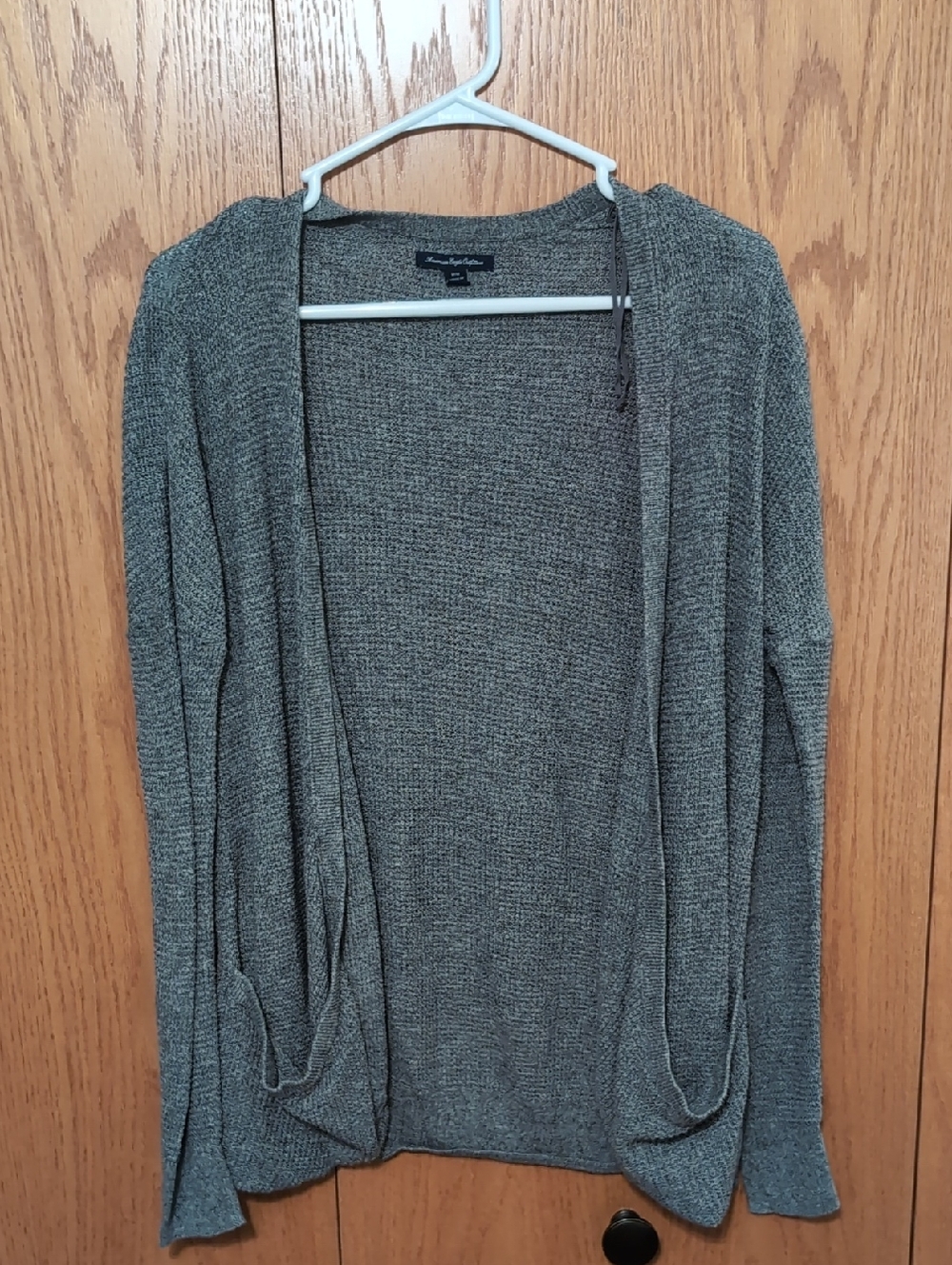 American Eagle Outfitters Gray Open-Front Knit Cardigan